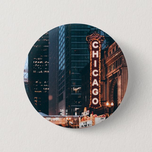 Chicago Illinois Neon Sign Button (Vorderseite)