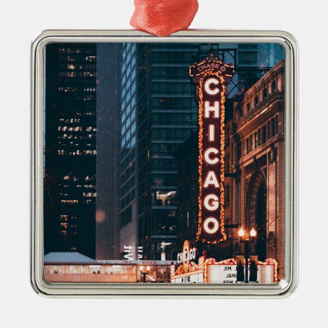Chicago Illinois Neon Sign Ornament Aus Metall (Vorne)