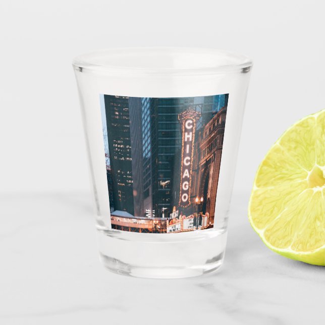 Chicago Illinois Neon Unterschreiben Schnapsglas (Vorderseite)
