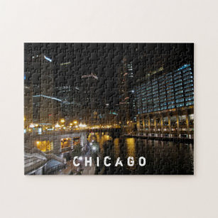 Chicago Illinois Night View Benutzerdefinierter Te Puzzle