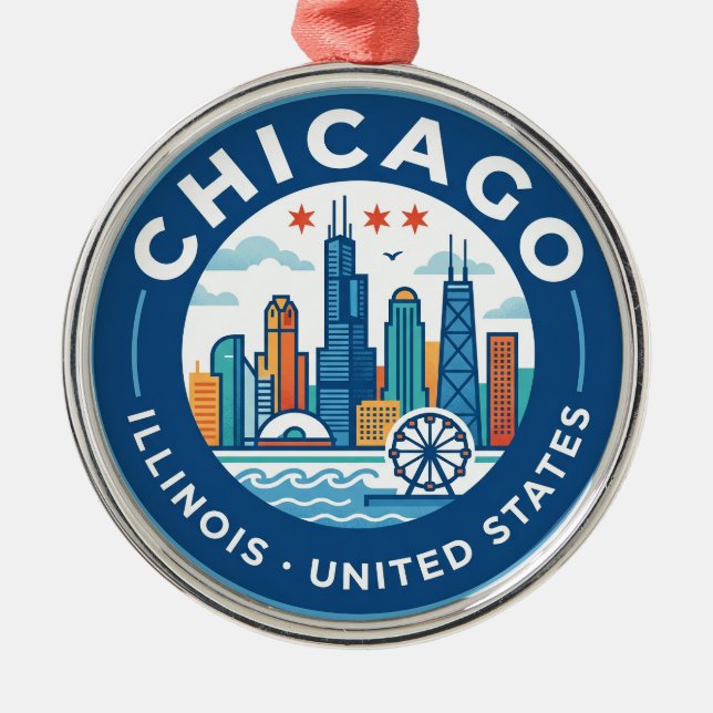 Chicago Illinois Ornament Aus Metall (Vorne)