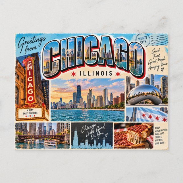 Chicago Illinois Postkarte (Vorderseite)