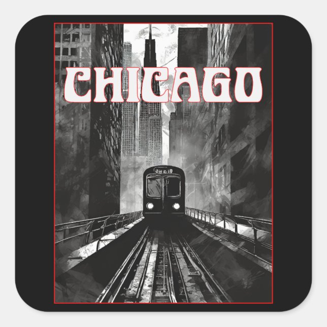 Chicago Illinois Quadratischer Aufkleber (Vorderseite)