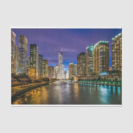 Chicago Illinois River Decoupage Seidenpapier