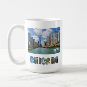 Chicago Illinois River Skyline Travel Foto Kaffeetasse