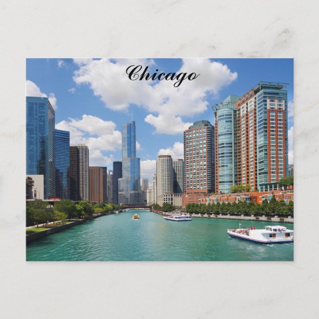 Chicago Illinois River Skyline Travel Foto Postkarte (Vorderseite)