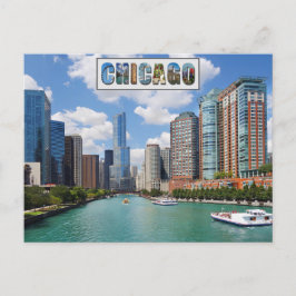 Chicago Illinois River Skyline Travel Foto Postkarte