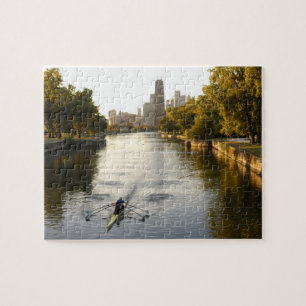 Chicago, Illinois, Rowers in der Lagune von Lincol Puzzle