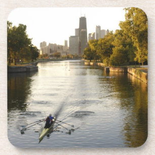 Chicago, Illinois, Ruderer im Lincoln Park Lagoon Getränkeuntersetzer
