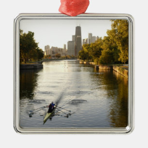 Chicago, Illinois, Ruderer in der Lagune des Linco Ornament Aus Metall