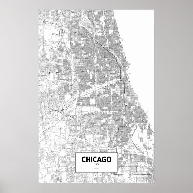 Chicago, Illinois (schwarz auf weiß) Poster (Vorne)