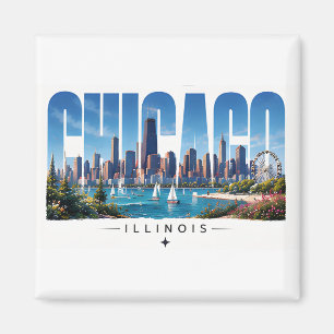 Chicago Illinois Seefront Skyline Reise Magnet