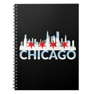 Chicago Illinois Silhouette 4 Stars Vintage Reisen Notizblock