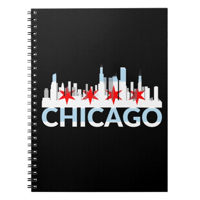 Chicago Illinois Silhouette 4 Stars Vintage Reisen Notizblock (Vorderseite)