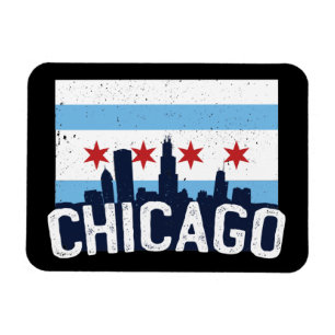 Chicago Illinois Skyline 4 Sterne Vintage Magnet