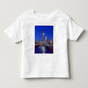 Chicago, Illinois, Skyline bei Nacht mit Chicago Kleinkind T-shirt