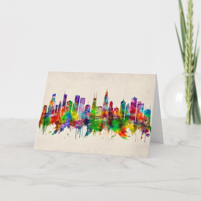 Chicago Illinois Skyline Feiertagskarte (Vorderseite)