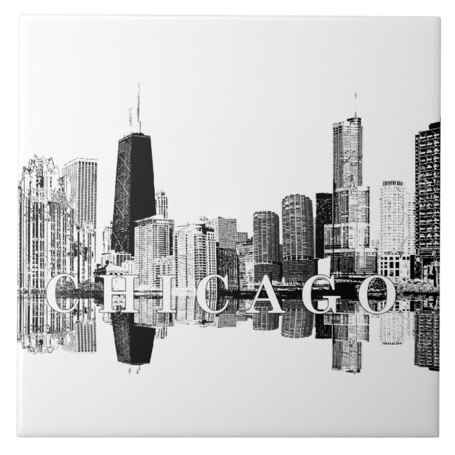 Chicago, Illinois-Skyline Fliese (Vorderseite)
