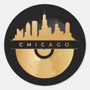 Chicago Illinois Skyline Golden Vinyl Chic Runder Aufkleber