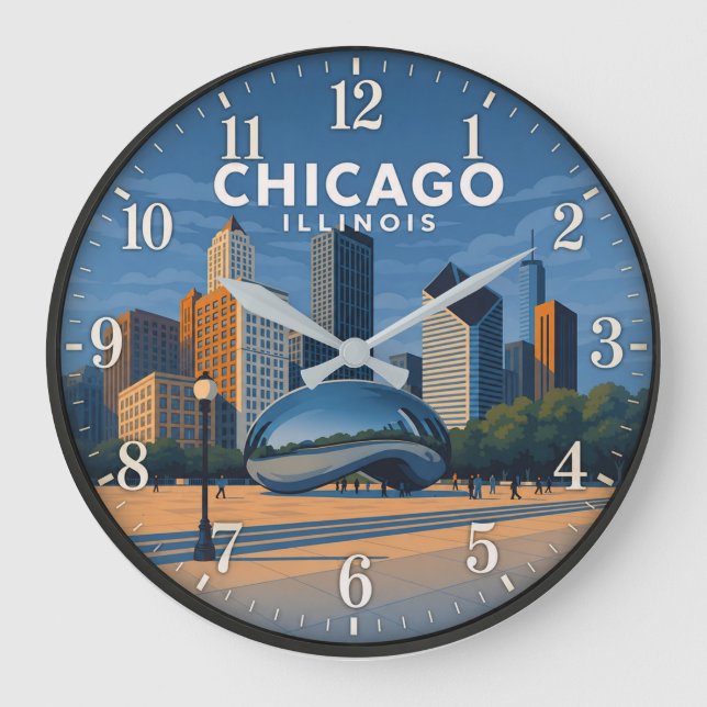 Chicago Illinois Skyline  Große Wanduhr (Vorderseite)