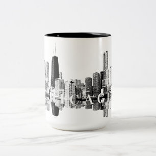 Chicago, Illinois-Skyline in schwarz Zweifarbige Tasse