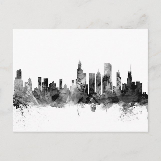 Chicago Illinois Skyline Postkarte (Vorderseite)
