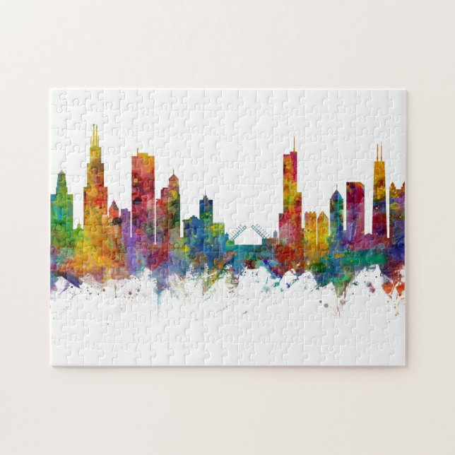 Chicago Illinois Skyline Puzzle (Horizontal)
