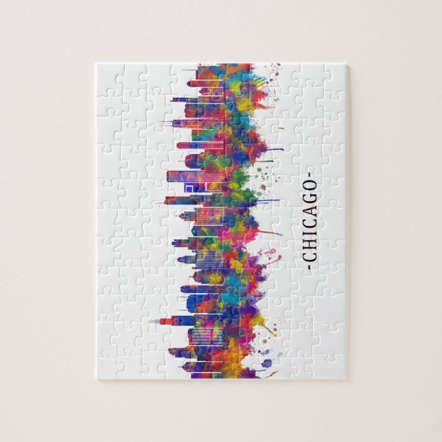 Chicago Illinois Skyline Puzzle (Vertikal)