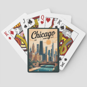 Chicago Illinois Skyline Reise Kunst Vintage Spielkarten
