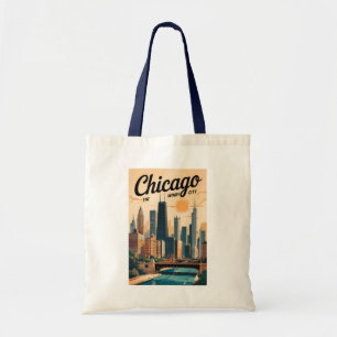 Chicago Illinois Skyline Reise Kunst Vintage Tragetasche