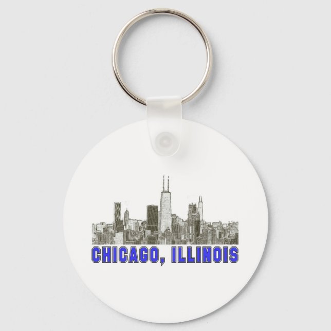 Chicago, Illinois Skyline Schlüsselanhänger (Vorderseite)