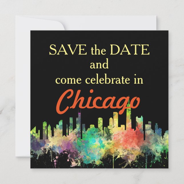 CHICAGO, ILLINOIS SKYLINE SP - SAVE THE DATE (Vorderseite)