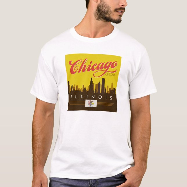 Chicago Illinois Skyline T-Shirt (Vorderseite)