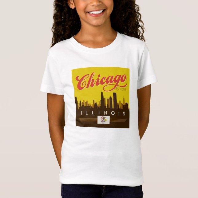 Chicago Illinois Skyline T-Shirt (Vorderseite)