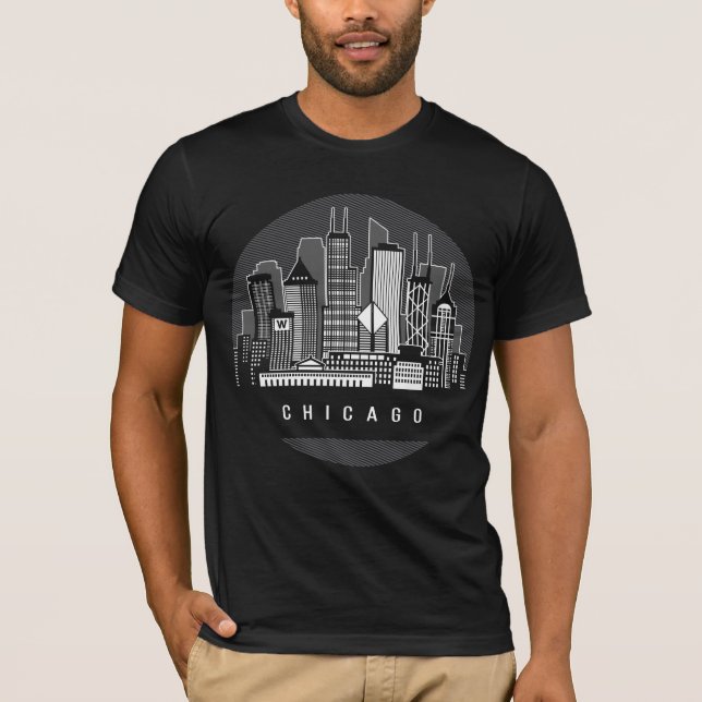 Chicago Illinois Skyline T-Shirt (Vorderseite)