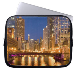 Chicago, Illinois, Skyline und Chicago River bei Laptopschutzhülle