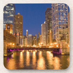 Chicago, Illinois, Skyline und Chicago River Getränkeuntersetzer