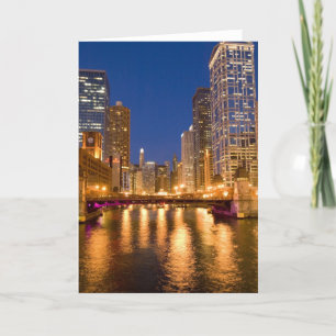 Chicago, Illinois, Skyline und Chicago River Karte