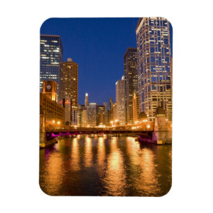 Chicago, Illinois, Skyline und Chicago River Magnet