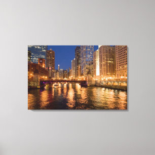 Chicago, Illinois, Skyline und Chicago River um 2 Leinwanddruck