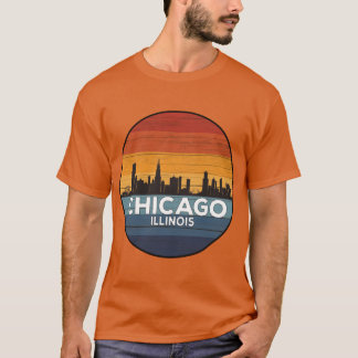 Chicago Illinois Skyline Vintag Sunset T-Shirt