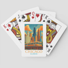 Chicago Illinois Skyline Vintage Art Reise Spielkarten