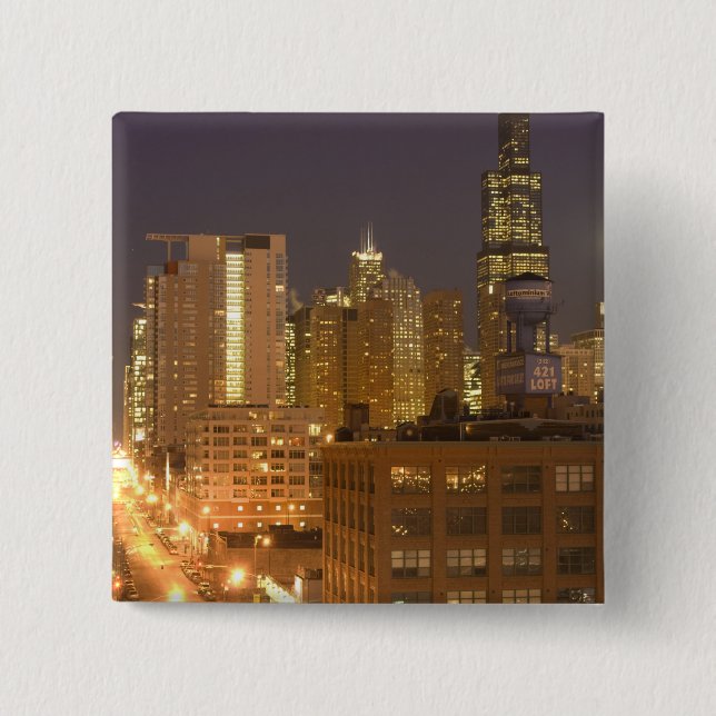 Chicago, Illinois, Skyline vom West Loop aus bei Button (Vorderseite)