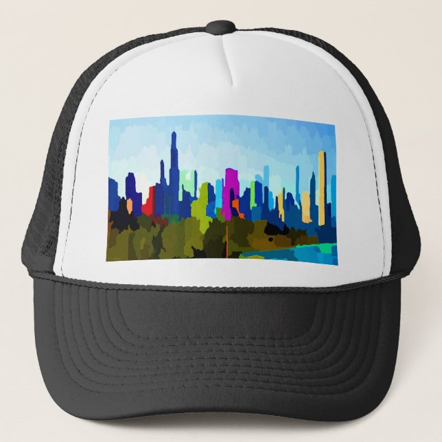 Chicago Illinois Skyline von Jon Baran Truckerkappe (Vorderseite)