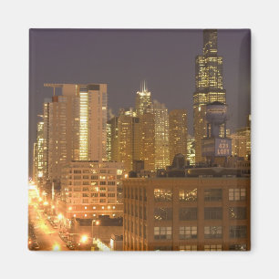 Chicago, Illinois, Skyline von West Loop aus bei Magnet