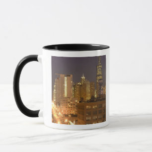 Chicago, Illinois, Skyline von West Loop aus bei Tasse