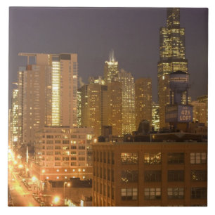 Chicago, Illinois, Skyline von West Loop bei Fliese
