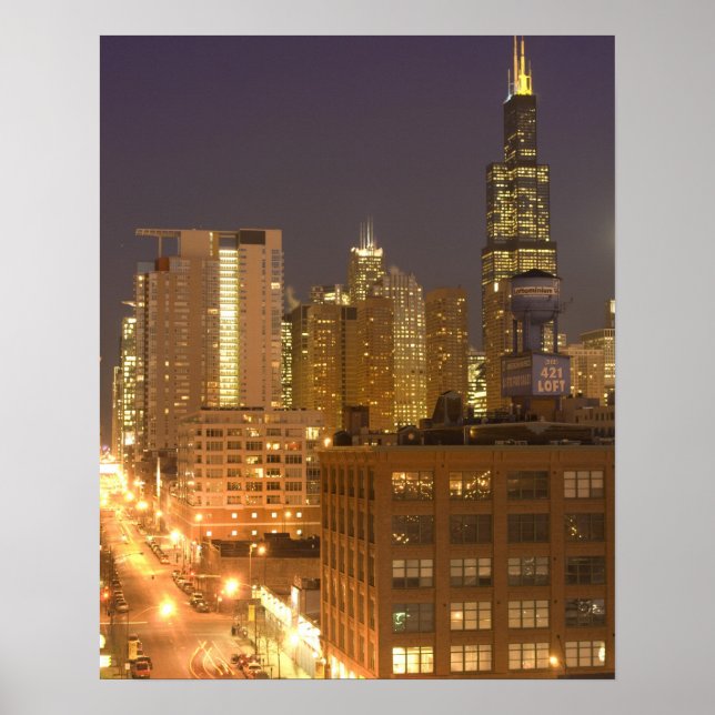 Chicago, Illinois, Skyline von West Loop, Poster (Vorne)