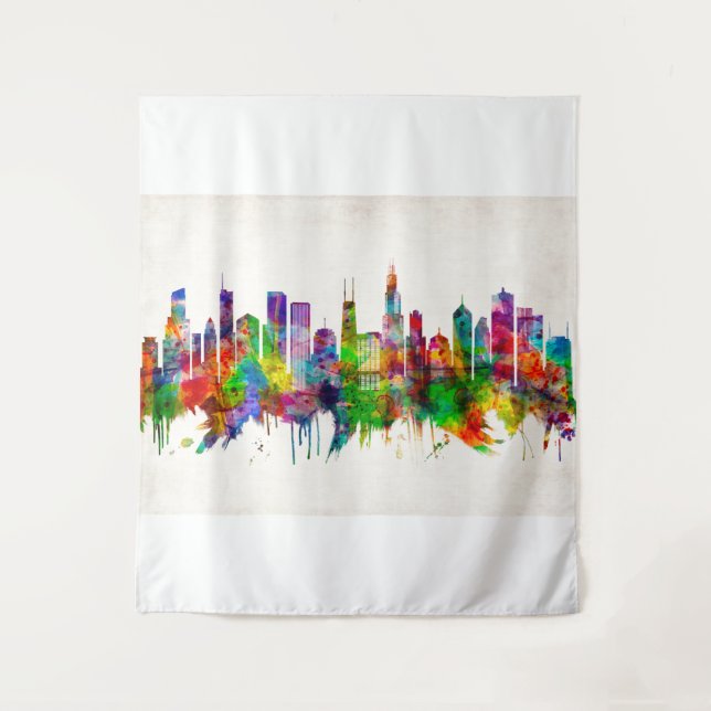 Chicago Illinois Skyline Wandteppich (Vorderseite)