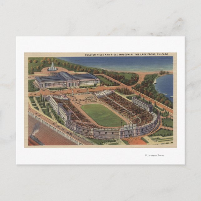 Chicago, Illinois - Soldaten Field and Field Postkarte (Vorderseite)